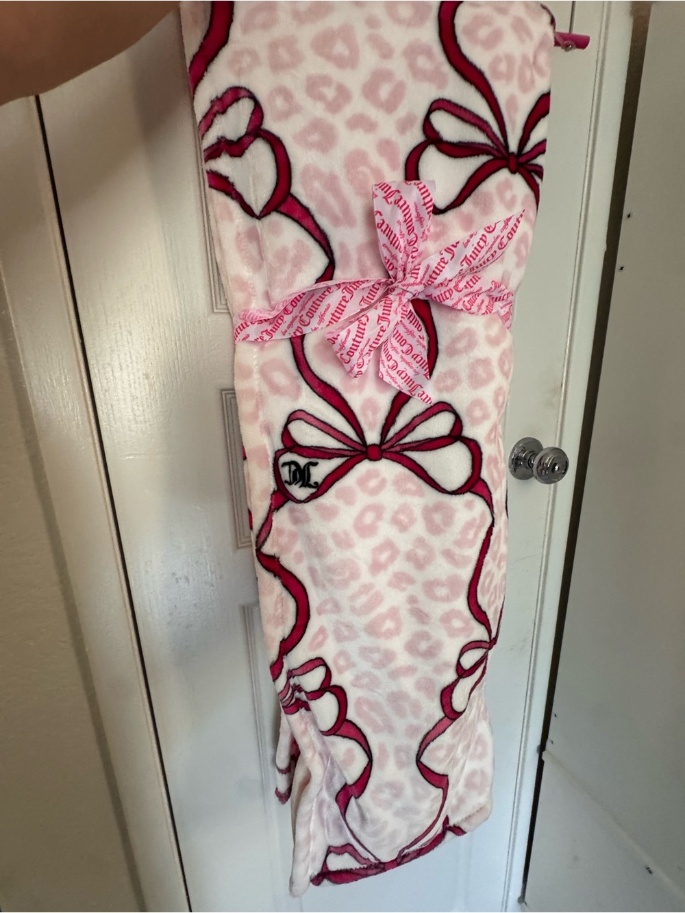 Juicy Couture Pink Bow & Leopard Print Blanket